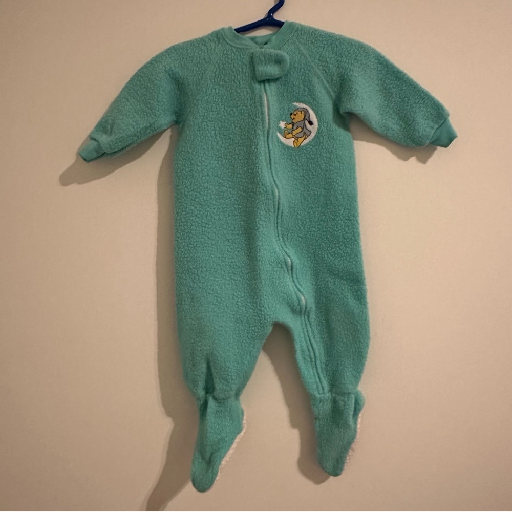 Vintage Winnie The Pooh Sleeper 18 months Gender Neutral Sea Foam Green Unisex